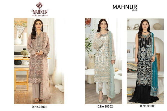 Mahnur Vol 38 38001 To 38003 Pakistani Suits Wholesale Price In Surat
