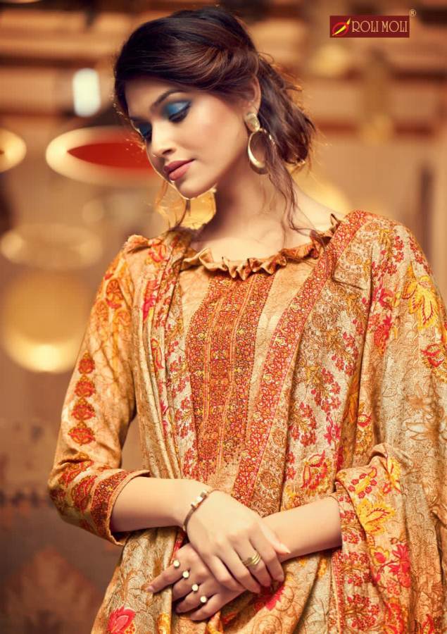 Roli Moli Silky 8 Latest Exclusive Collection Pure Pashmina Jacquard Print With Exclusive SIROSKEY Diamond Work Designer Dress Material