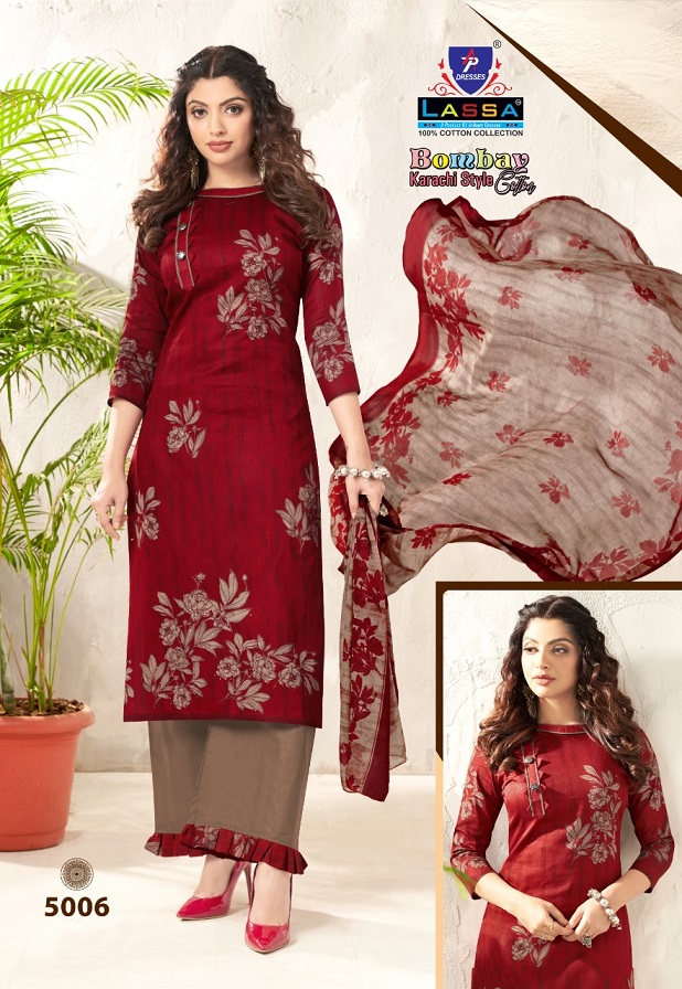 Lassa Bombay Cotton 5 Latest Fancy Designer Casual Regular Wear Karachi Special Cotton Printed Dress Material Collection
