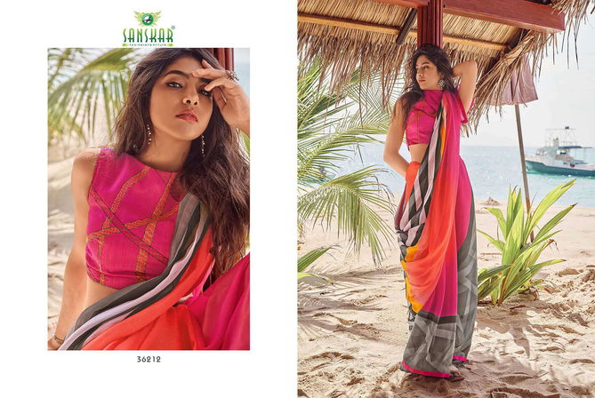 Sanskar Instagram 2 Latest Designer Printed Party Wear Or Running Wear Georgette Saree Collection 