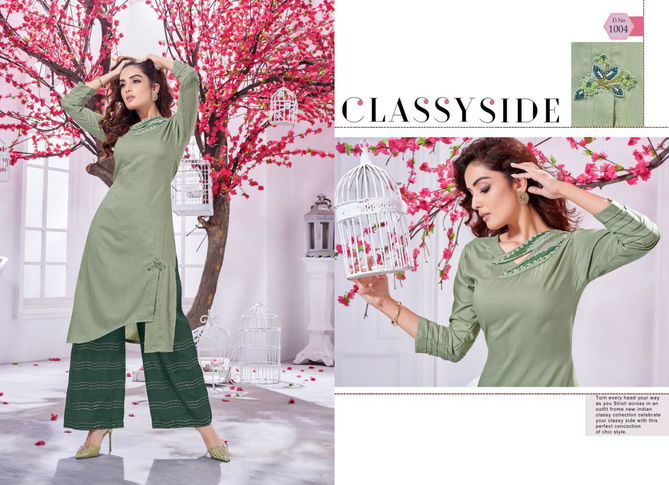 Selesta Innaya 2 Latest Designer Ethnic Wear Chenon silk self Buti with cotton lining Kurtis With Bottom Collection
