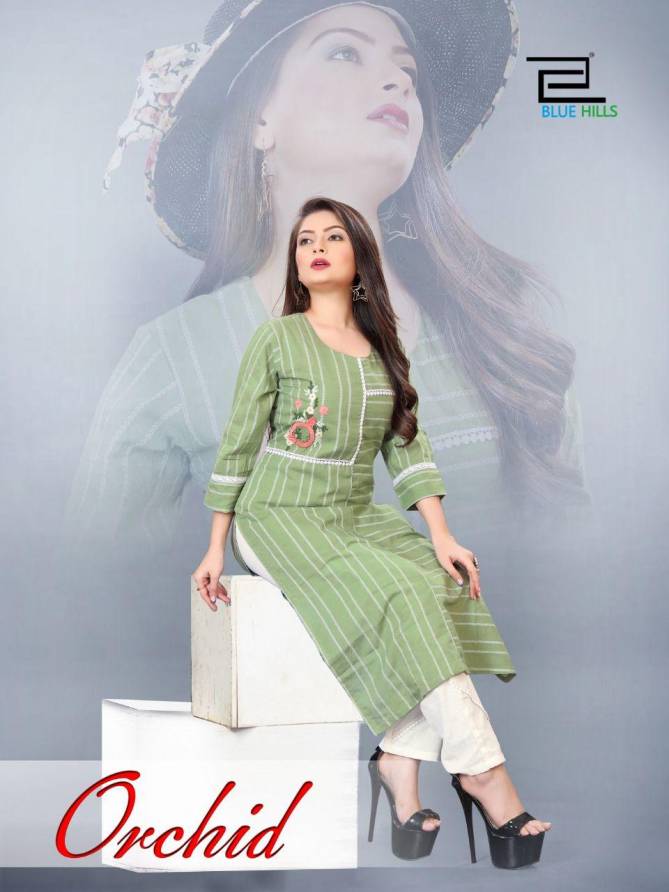 Blue Hills Orchid Casual Wear Cotton Jacquard Designer Kurti With Pant Latest Collection
