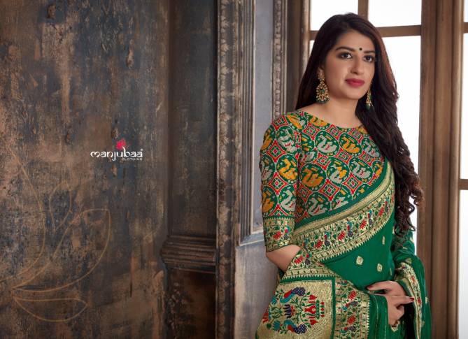 Manjubaa Mahalaxmi Latest Fancy Silk Festive Wear Heavy Pure Banarasi Sarees Collection
