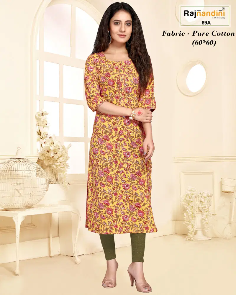 Aadhya By Rajnandini Printed Cotton Kurti Wholesale Online