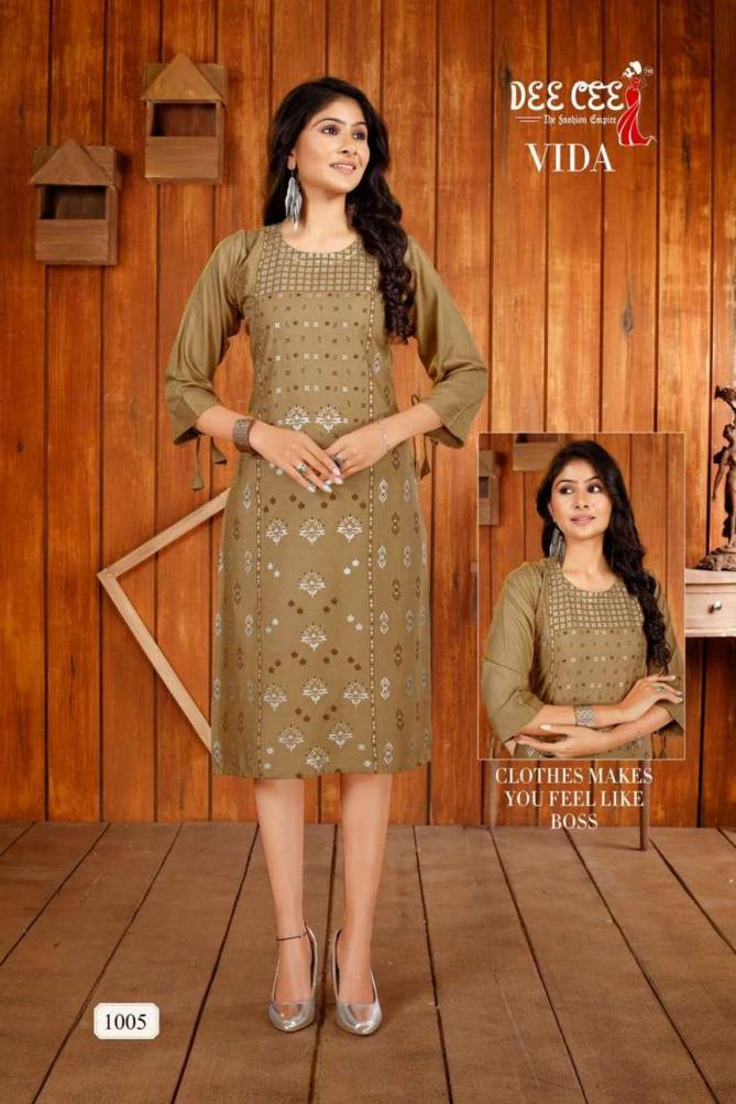 Vida Deecee 1001-1006 Series Latest Heavy Rayon Designer Trendy Casual Wear Kurti Wholesaler india