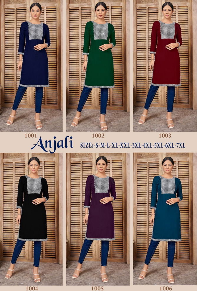 Anjali Heavy Rayon Embroidery Kurtis Catalog