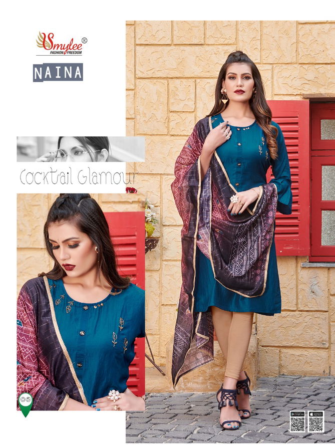 Smylee Naina Latest Designer Ethnic Wear Heavy Silk Kurti With Printed Dupatta Collection