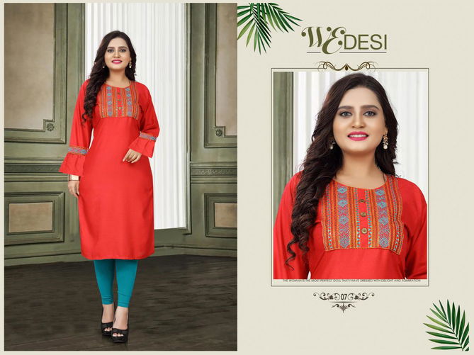 Aagya Wedesi 2 Fancy Casual Wear Designer Rayon Kurti Collection
