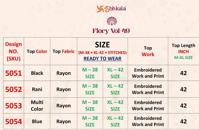 Flory Vol 49 By Shubhkala Rayon Navratri Kurti Exporters In India