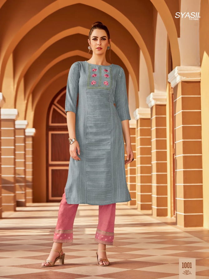 Syasii Matic Fancy Party Wear Cotton Embroidery Latest Designer Kurtis Collection
