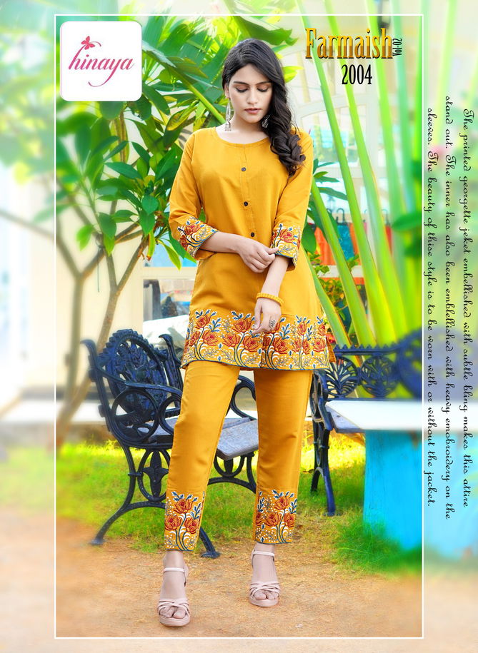 Furmaish Vol 1 By Hinaya Cord Set Kurti With Bottom Catalog