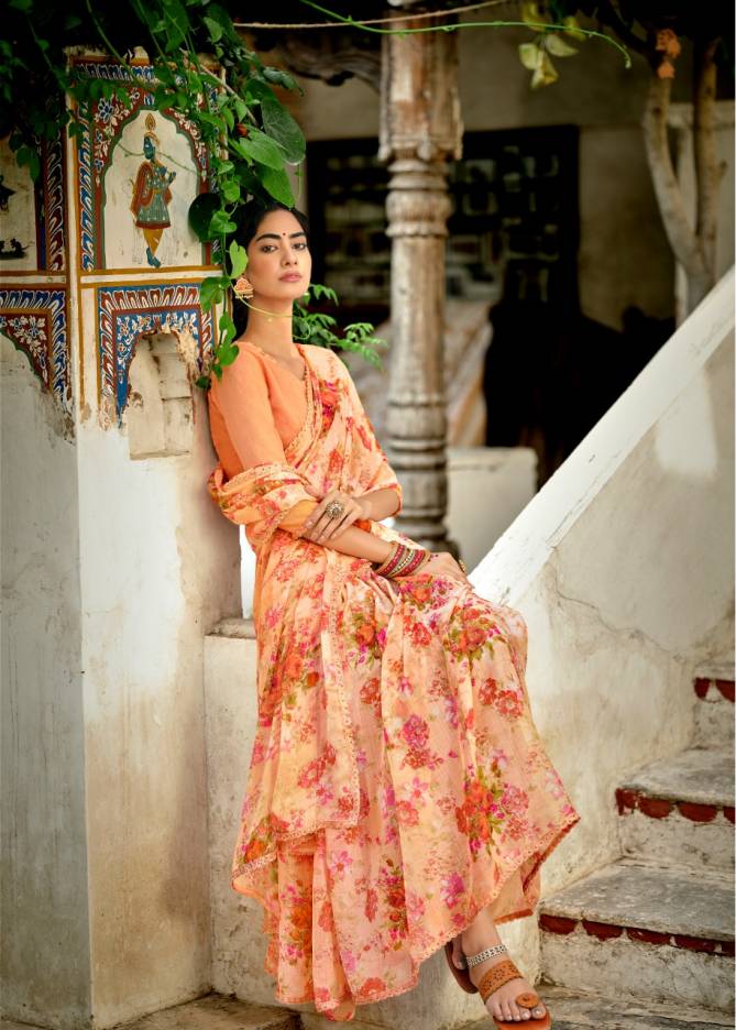 Kashvi Olivia Silk Chiffon Printed With Fancy Ethnic Wear Saree Collection
