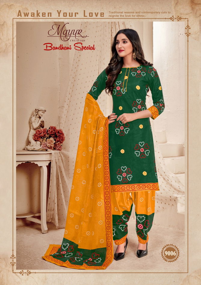 Mayur Bandhani Special 9 Latest Designer Bandhani Style Printed Cotton Dress Material Collection 