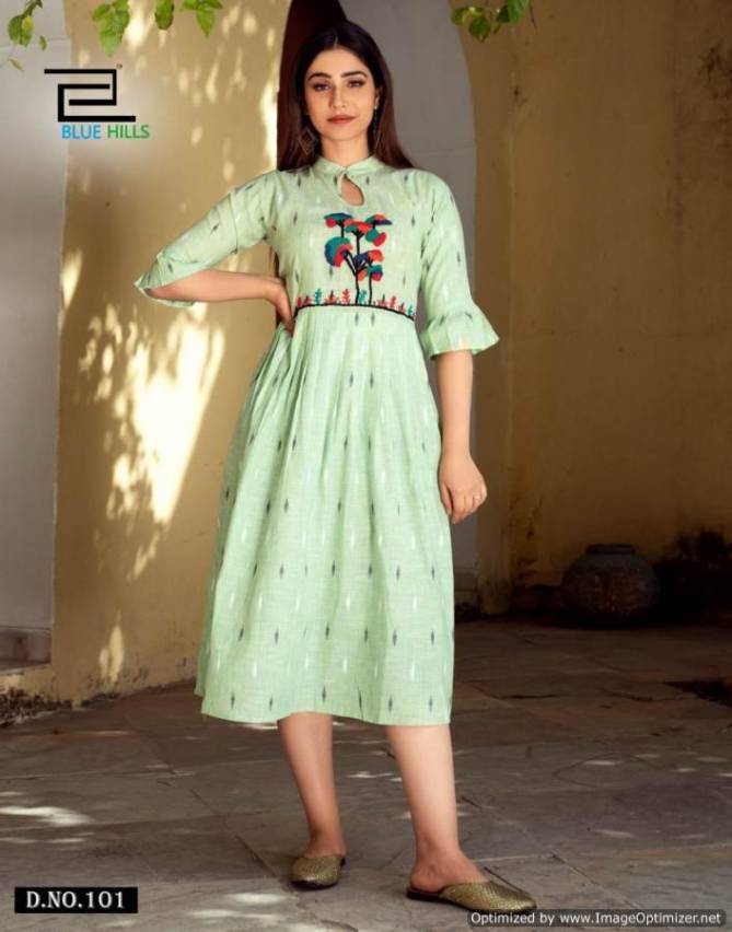 Blue Hills Sugar 1 Ethnic Wear Rayon Designer Long Printed Kurti Collection