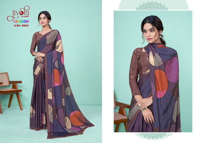 Ranibow By Jivora Crepe Digital Printed Daily Wear Saree Exporters In India