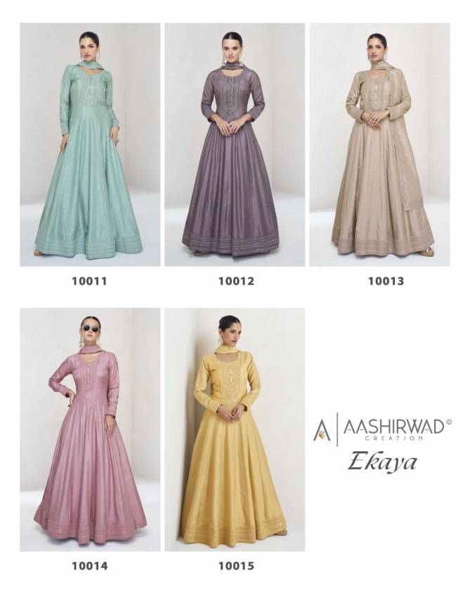 Ekaya By Aashirwad Premium Silk Gown With Dupatta Wholesalers In Delhi