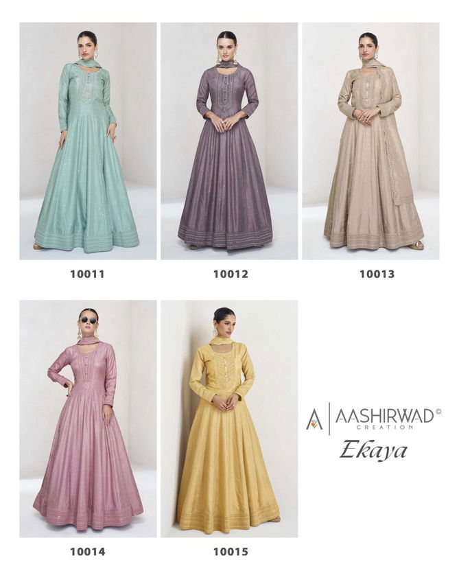 Ekaya By Aashirwad Premium Silk Gown With Dupatta Wholesalers In Delhi