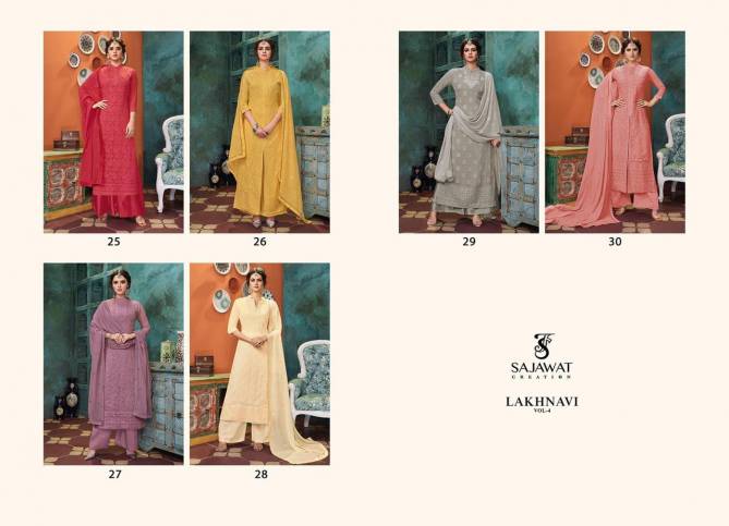 Sajawat Lakhnavi Vol 4 Exclusive Latest Heavy Designer Festive Wear Salwar Suit Collection 