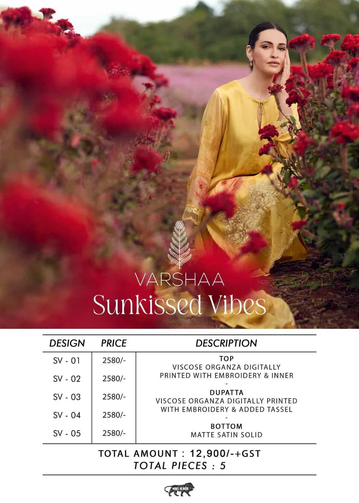 Sunkissed Vibes By Varsha Organza Designer Salwar Suits Wholesale In India