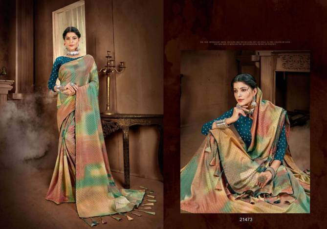 5D DESIGNER BAASURI Latest fancy Designer Casual wear Twill Silk Digital Print With Foil Printed Saree Collection 
