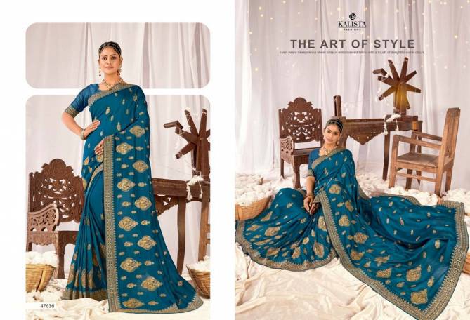 Kalista Gulkand Fancy Festive Wear Vichitra Silk Designer Saree Collection