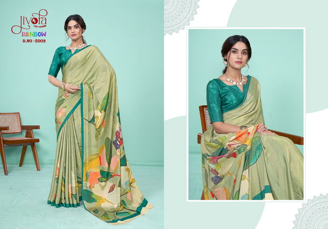 Ranibow By Jivora Crepe Digital Printed Daily Wear Saree Exporters In India