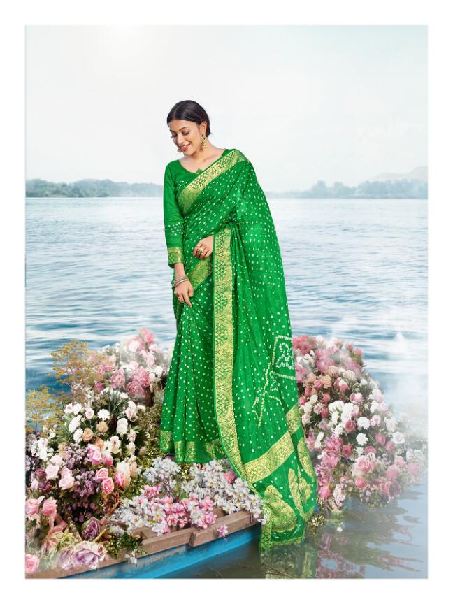 Rajyog Chunari Silk Heavy Bandhani Printed Latest Designer pure viscose with finish blouse Wedding Wear Collection