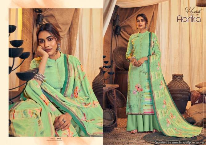 Harshit Aarika Latest Designer Pure Wool Pashmina Print with Swarovski Diamond Work Dress Material Collection 