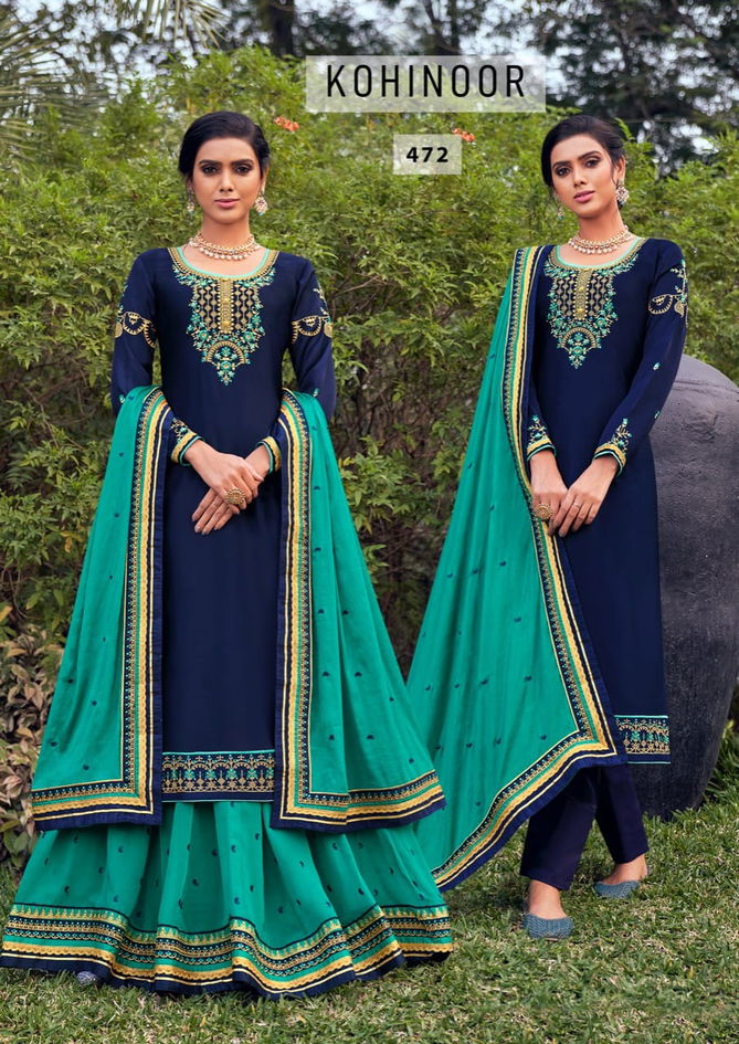 TRIPLE AAA KOHINOOR Latest Heavy Wedding Wear Satin Georgette Embroidery Work top With Lehenga And dual Santoon  Salwar Suit Collection