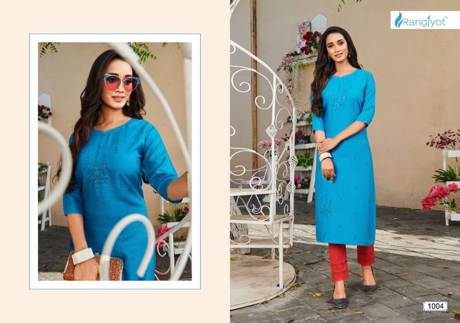 Rangjyot Manjula 1 Latest Fancy Designer Heavy Rayon Casual Wear Kurti With Bottom Collection
