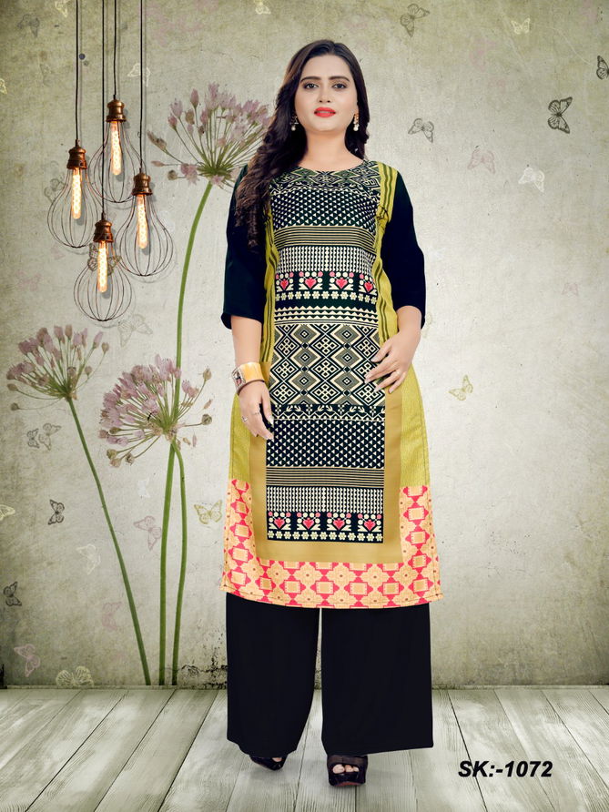 American Crepe 1 Latest Regular Casual Wear Digital Printed Heavy American Crepe Kurtis Collection
