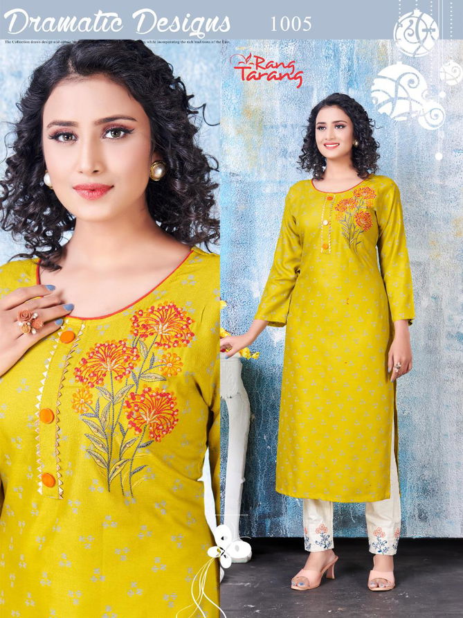 Rang Tarang Sakhi Latest Festive Wear Embroidery Work Designer Rayon Kurtis Collection
