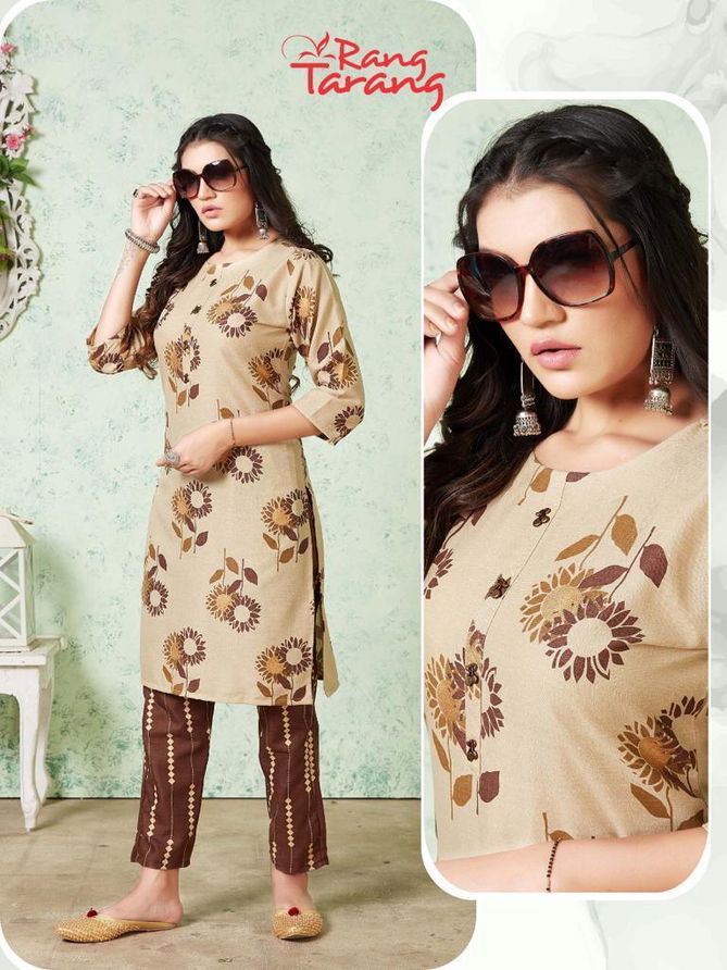 Rung Tarang Blossom Fancy Designer Casual Wear Kurtis With Bottom Collection
