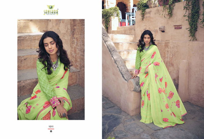 Sanskar Utsah Printed Georgette Casual Wear Sarees Collection
