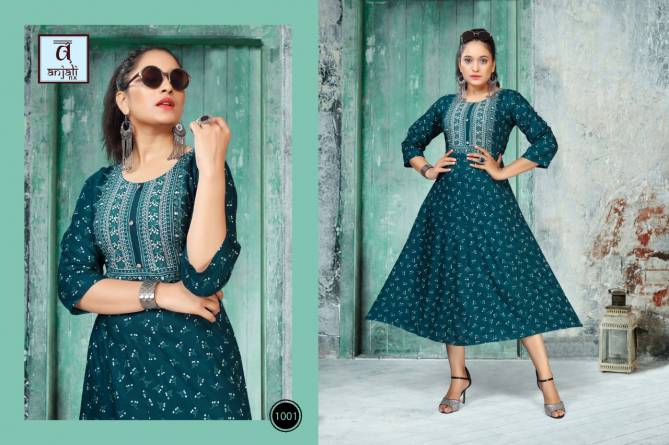 Anjali Libas Latest Regular Wear Rayon Printed Designer Kurtis Collection