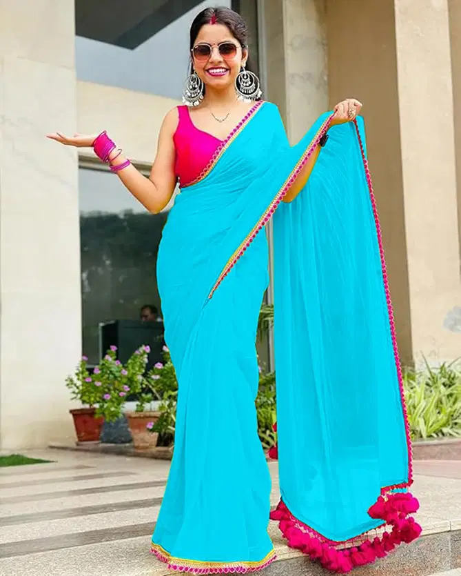 Shamal Georgette Designer Party Wear Sarees Wholesalers In Delhi