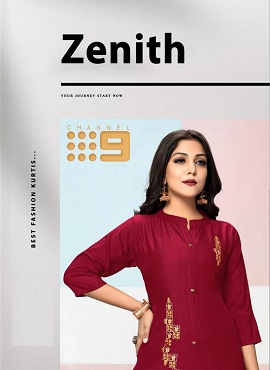 C9 Zenith Latest Festive wear Heavy Finest Quality Of Chinon Silk  Embroidery Kurti With Cotton Bottom Collection
