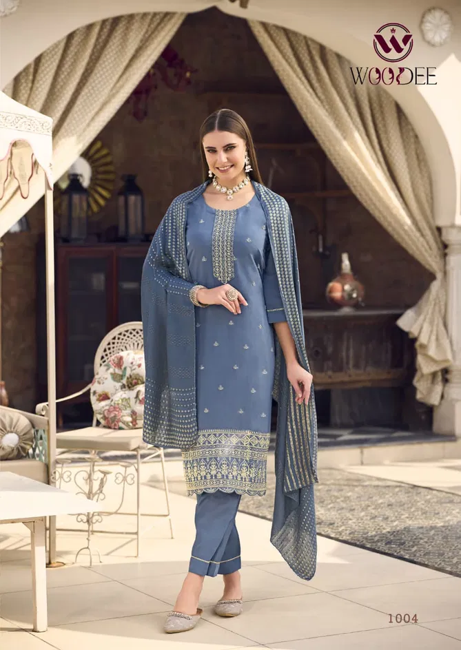 Raashi By Woodee Viscose Embroidery Kurti With Bottom Dupatta Suppliers In India