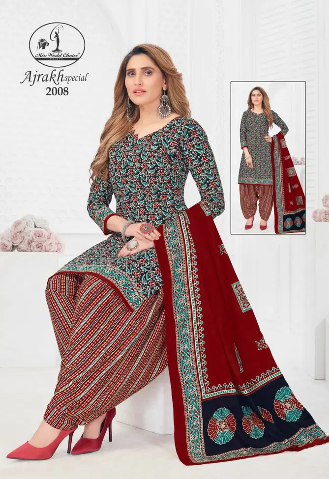 Miss World Ajrakh Vol 2 Designer Cotton Dress Material
