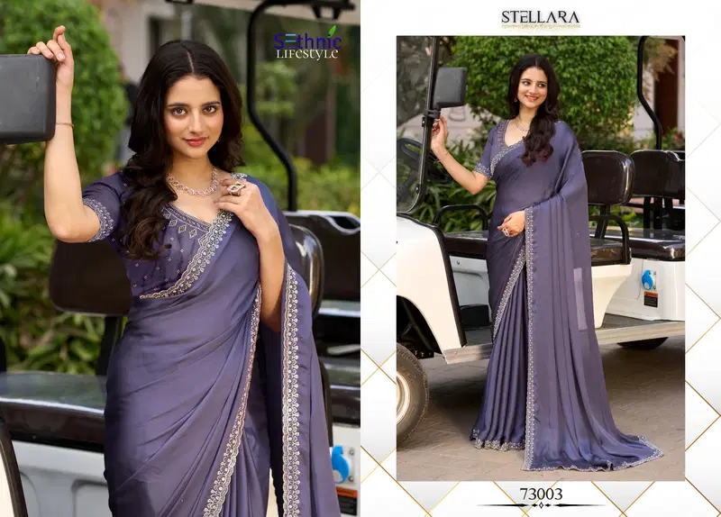 Stellara By Sethnic Satin Chiffon Designer Wear Saree Orders In India