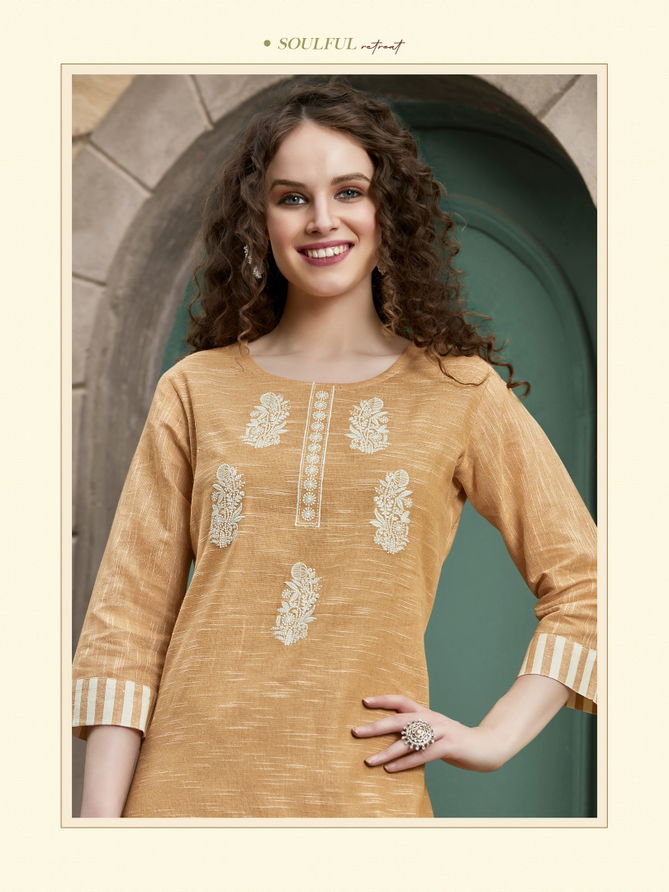 Syasii Thread Latest Fancy Designer Regular Wear Cotton With Embroidery Kurti With Bottom Collection
