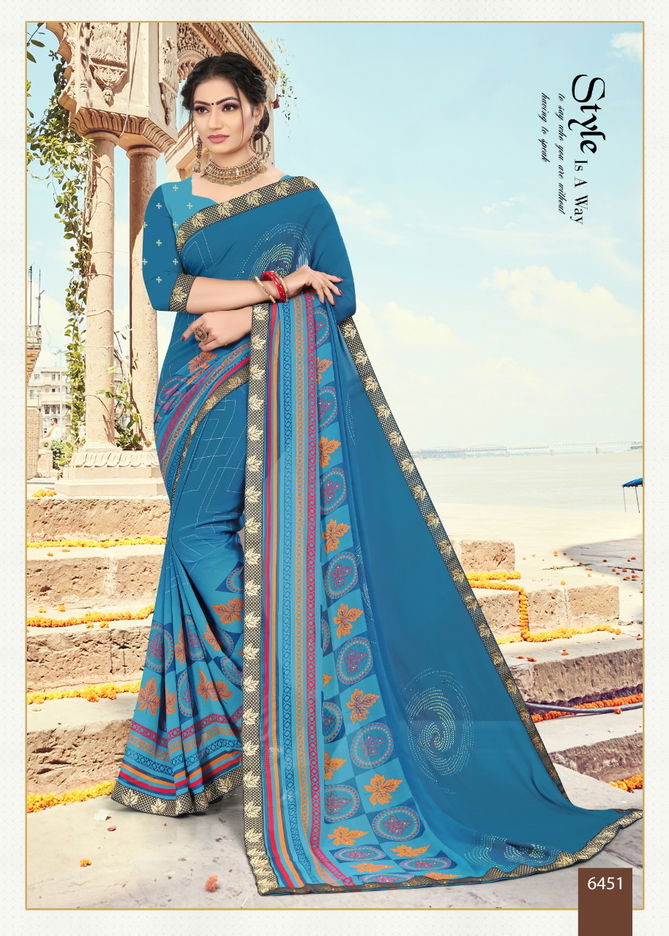 Blue Eyes 21 Latest Fancy Regular Wear Weightless Georgette Printed Sarees Collection
