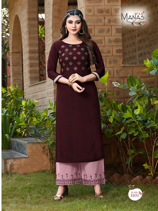 Manas Anishka 5 Latest fancy Designer Ethnic Wear Rayon Kurti With Bottom Collection
