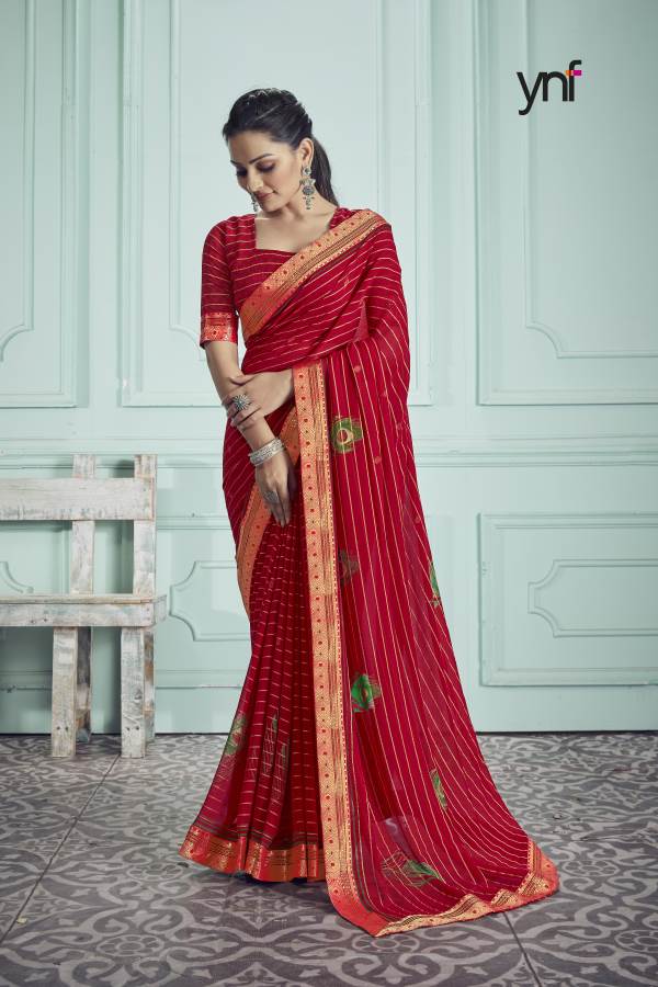 Ynf Morpankh Banaras Fancy Party Wear Georgette Designer Saree Collection