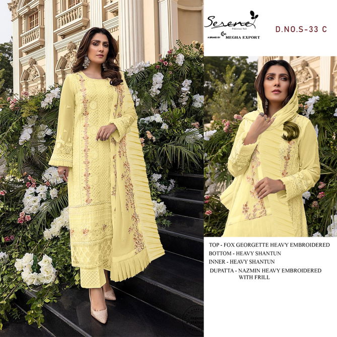 Serene S 33 Fancy Festive Wear Georgette Pakistani Salwar Kameez Collection
