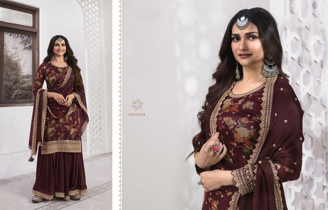 Vinay Kuleesh Swara Silk Embroidery Sharara Salwar Kameez Catalog
