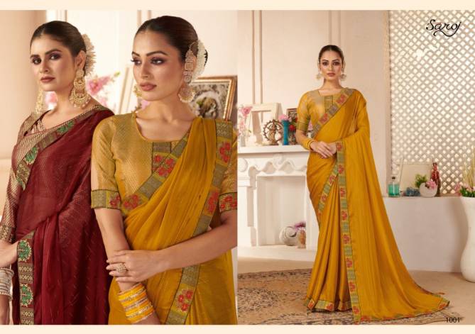 Saroj Parineeta Georgette With Satin Embroidery Festive Wear Latest Designer Saree Collection
