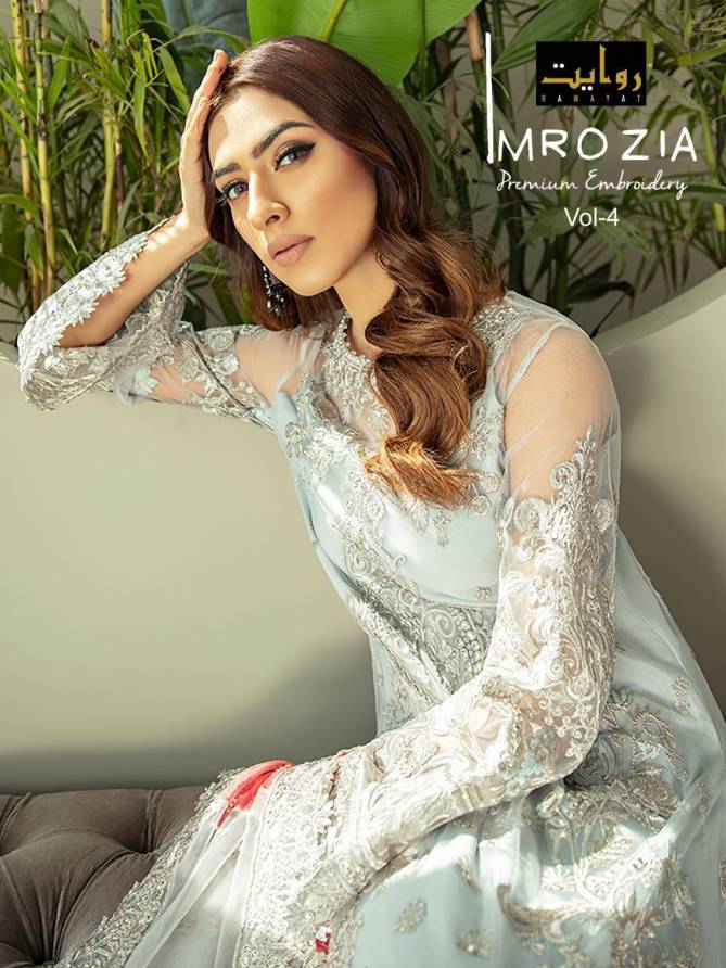 Rawayat Imrozia Premium Embroidery 4 Fancy Designer Festive Wear Georgette Heavy Embroidery Pakistani Salwar Suits Collection
