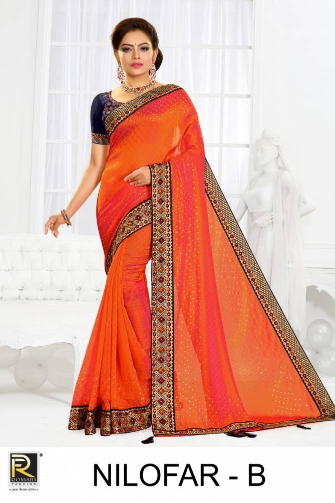 Ronisha Nilofar Latest Diamond Silk Designer Festive Wear Beautiful Design Lace Border Saree Collection 