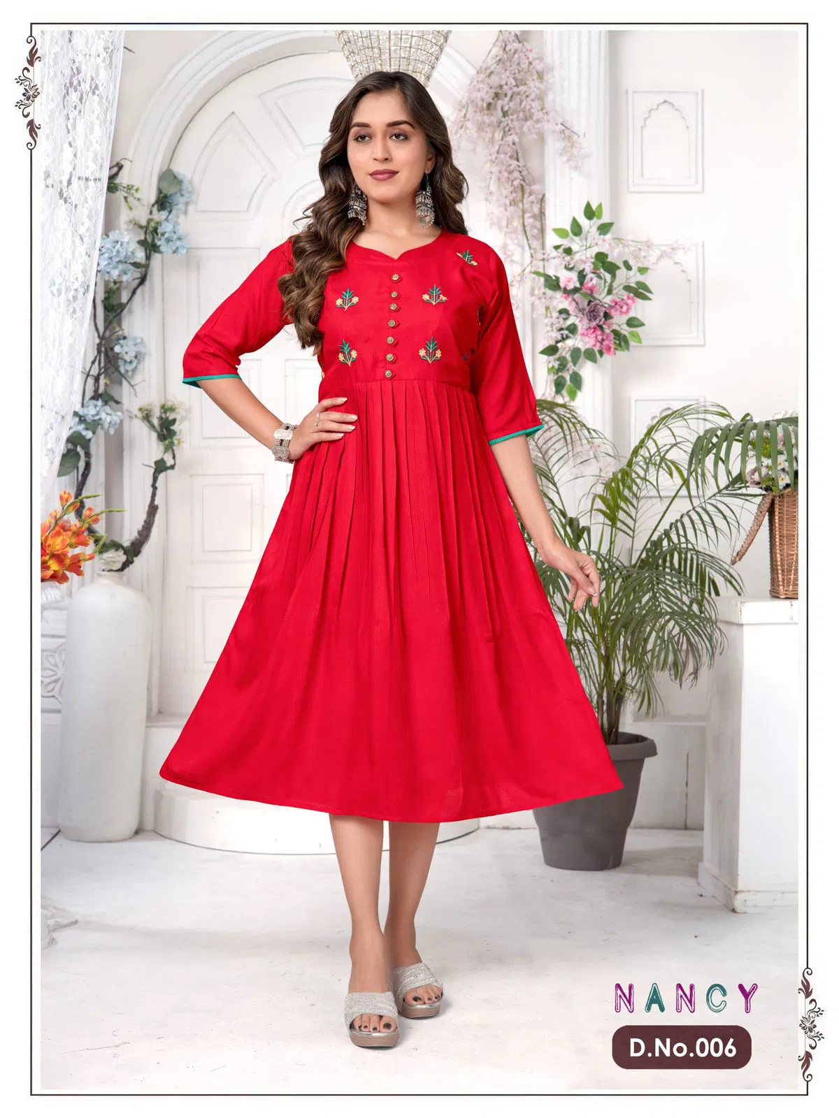 Ft Nancy Vol 1 Plain Sequence Work Rayon Designer Kurtis Catalog
